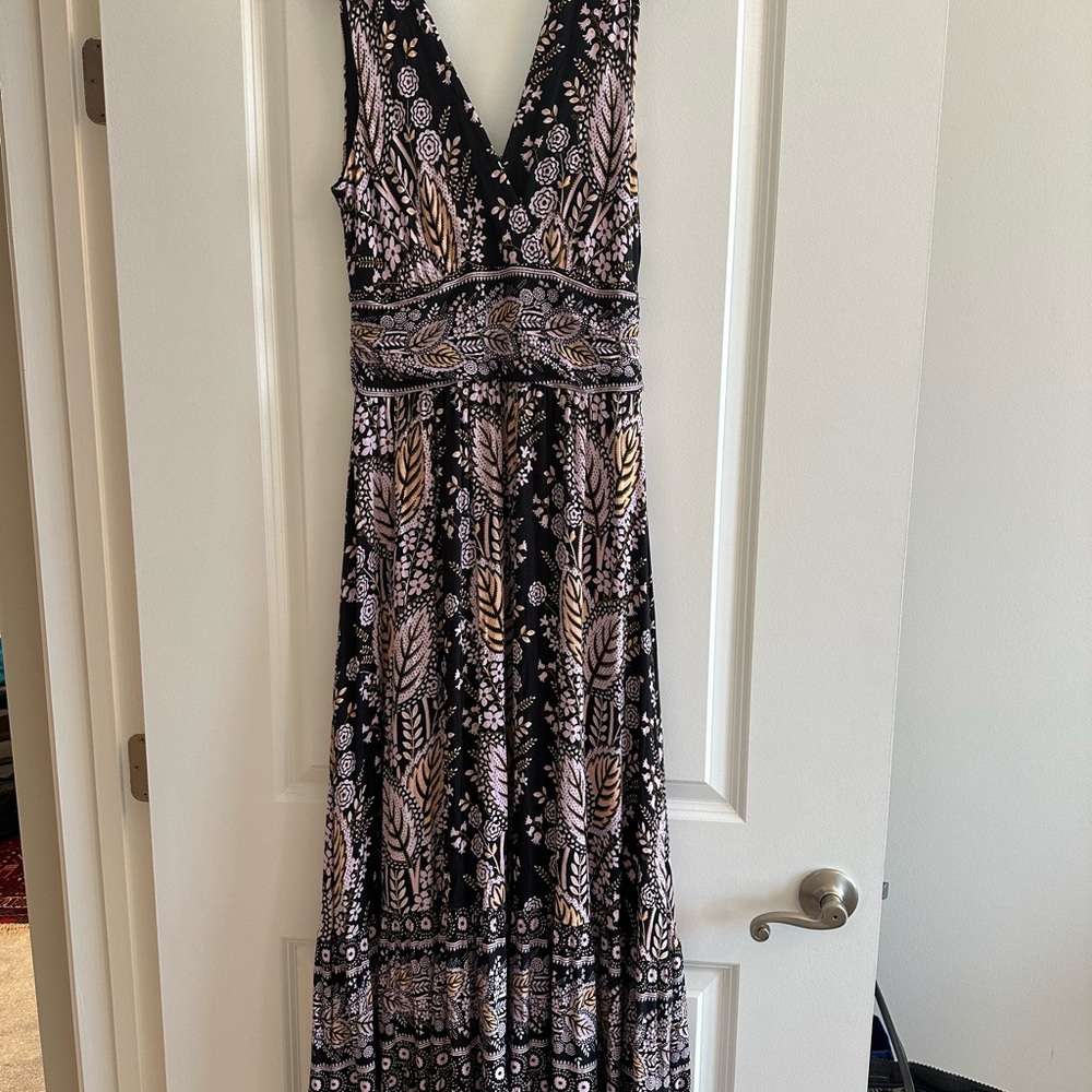 Anthropologie Black and light pink Sleeveless Maxi Dress
